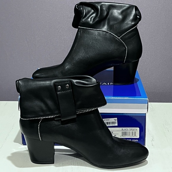 White Mountain Shoes - White Mountain Black Ankle Boots w/ Silver Stud Accents